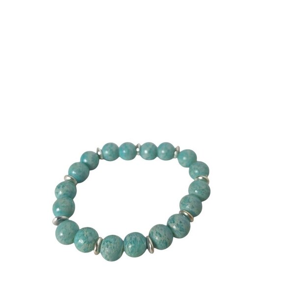 Vintage Amazonite Beaded Stretch Bracelet Calming Energy Womens Costume Jewelry - Picture 1 of 3